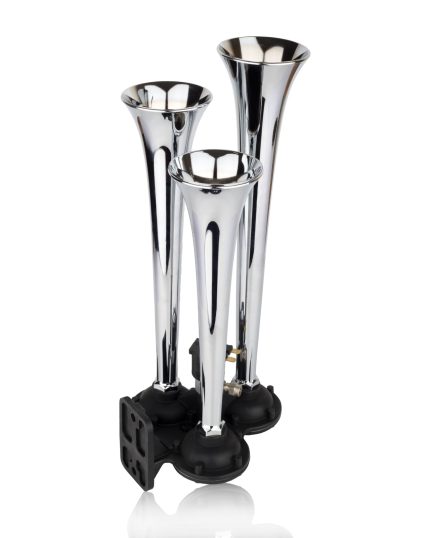 ÜÇLÜ DÜZ SES KORNA KROM